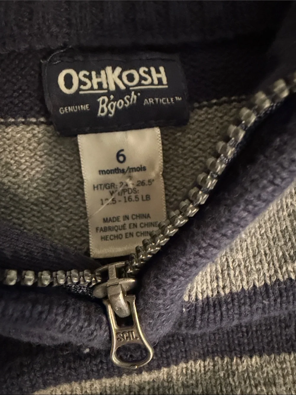 OshKosh B'gosh Boys Navy and Gray Striped Knit Sweater Size 6